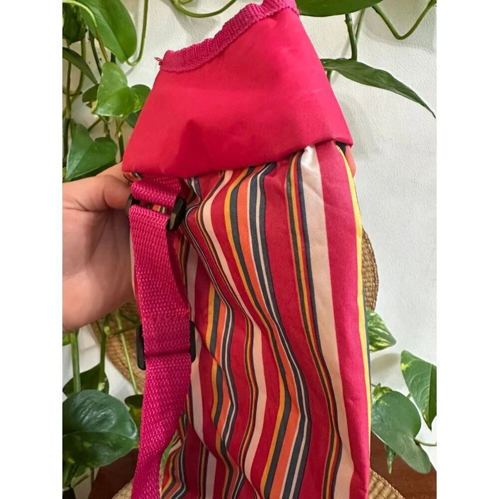 Insulated Striped Bottle Tote Bag